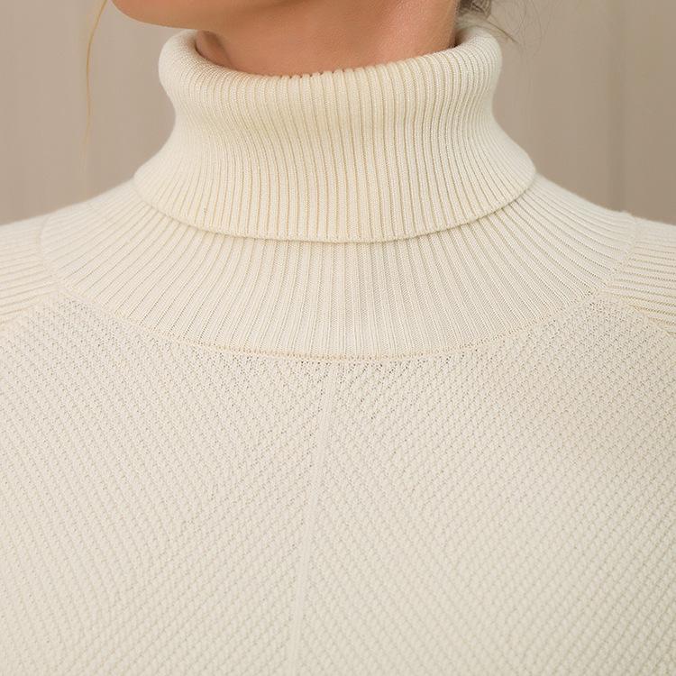 Solid Color High Neck Sweater & Wide Leg Pants Set - Women's 2024 Autumn/Winter Two-Piece