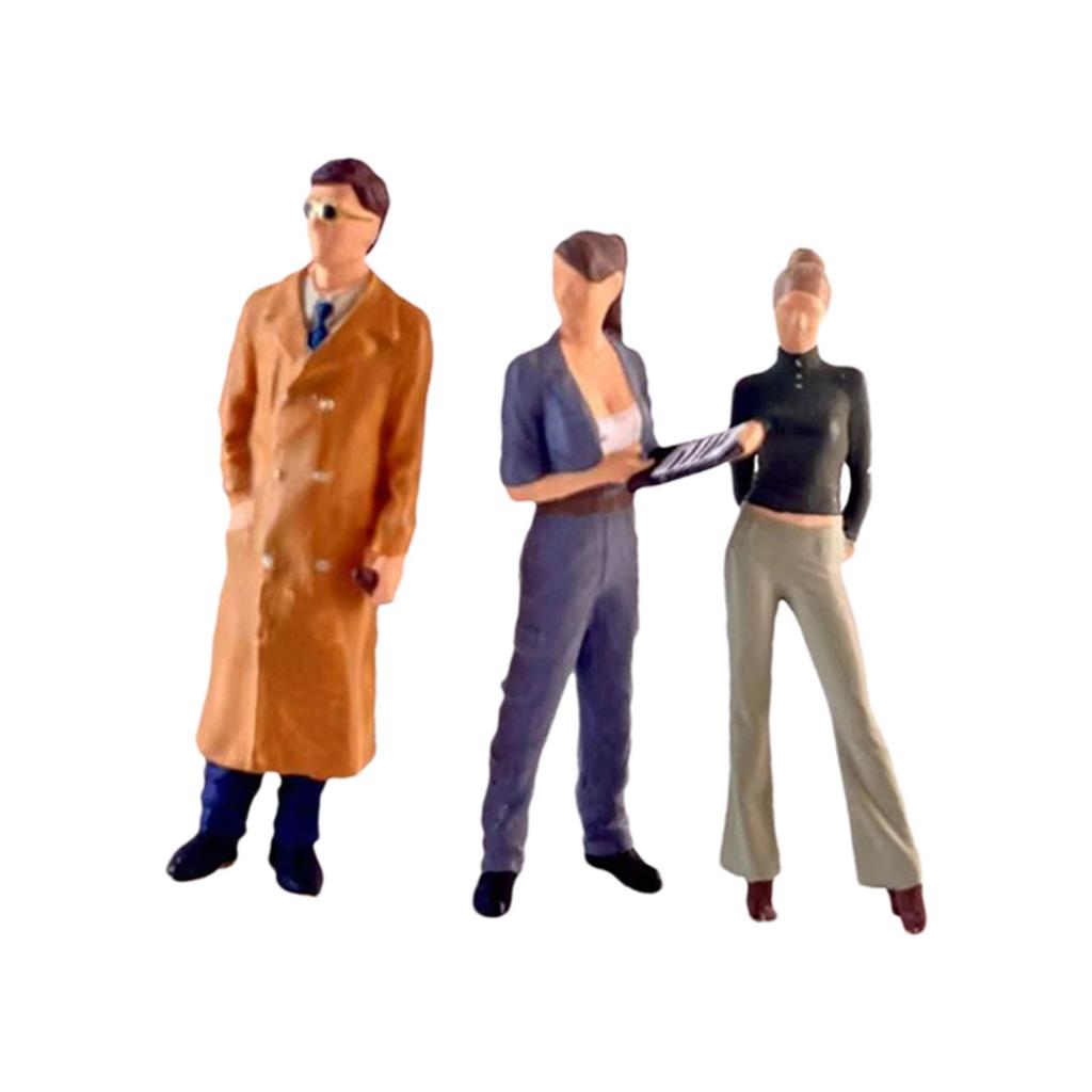 3Pcs 1:64 Scale Tiny People Figure Set Diorama Scenery Desktop Ornament S Scale Layout Decoration Hand Painted Figurine Decor