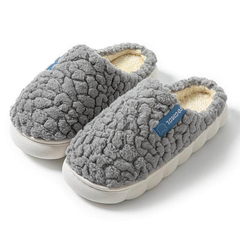 Cotton slippers female couple thickened autumn and winter indoor home home home non-slip warm confinement wool cotton shoes men