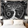 1pc Tree of Life tapestry wall hanging, sun, moon, stars black and white tapestry, Milky Way wall tapestry