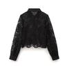 European & American Retro Crochet Knit Hollow Long Sleeve Women's Shirt