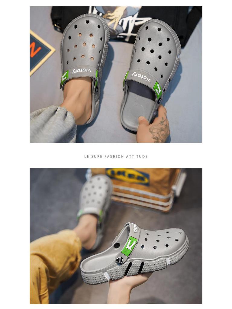 Men's Oversized Hollow Garden Shoes - Soft Sole Casual Sandals & Slippers for Outdoor Beach Fashion