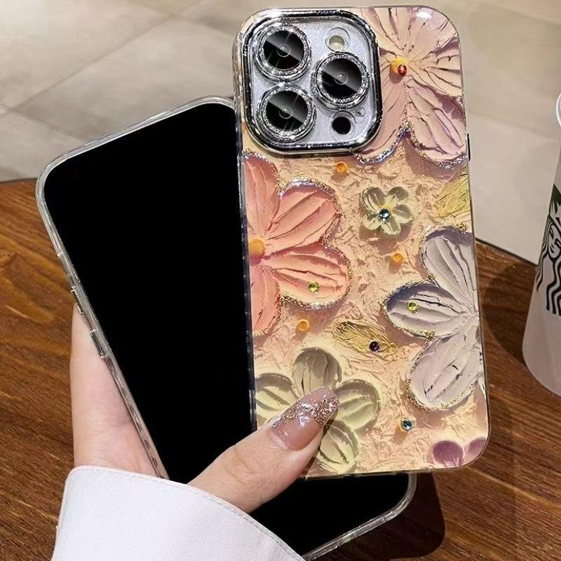 Ins Oil Painting Flower Lens Film Suitable for iPhone16 Apple 13ProMax Mobile Phone Case Foreign Trade Advanced