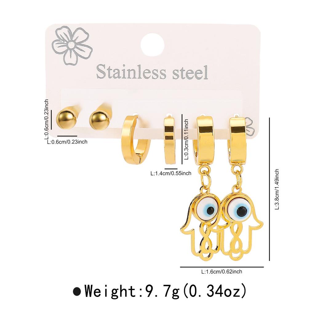 Fashion Stainless Steel Ear Clip Set Versatile Minimalist Temperament Personality Eye Earrings Women Jewelry