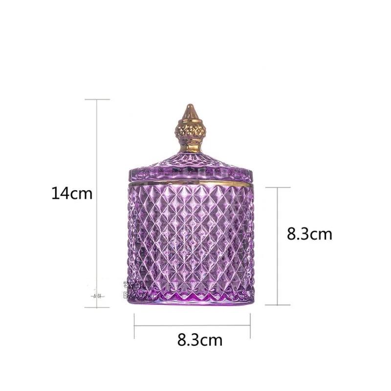 Europäisches Retro-Glas-Aufbewahrungsglas mit Deckel, Transparenter Goldener Schmuck- & Wattestäbchenhalter, Süßigkeiten- & Make-up-Pinsel-Organizer