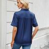 Women's Short-sleeved T-shirt Spring and Summer New Shirt Row Buckle Imitation Denim Short-sleeved Loose Shirt