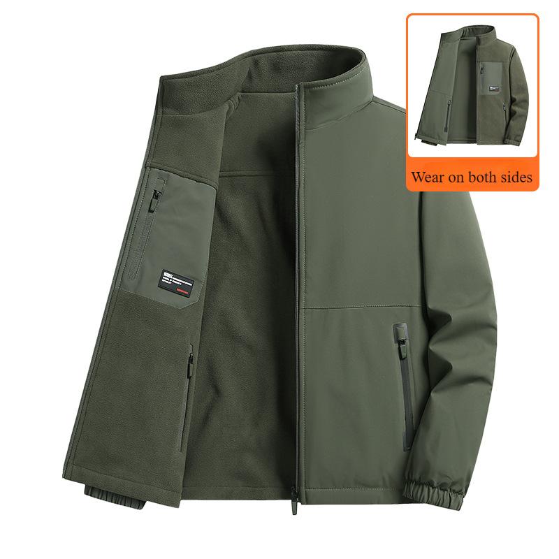 

Осень И Зима Новое Мужское Двустороннее Пальто из Поларфлиса Толстая Теплая Куртка Молодежный Стойка Воротник Уличная Одежда Толстовка 6XL