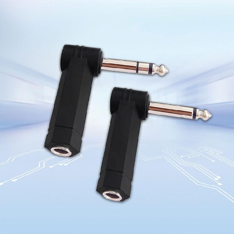 Right Angle 1/4Inch Audios Adapter Double/Mono Compatibility for Musical Instrument Use Guitar, Amplifier, Mixers Board