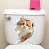 Cute Cat Expression Waterproof Bathroom Stickers - Self-Adhesive Cartoon Toilet Decor