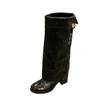 High-heeled small fragrant wind solid color tall knight boots women's boots 2025 new autumn and winter versatile long tube long boots
