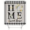4 szt. Sweet Home Wood Plaid zasłona prysznicowa zestawy wodoodporne do łazienki antypoślizgowe dywaniki łazienkowe pokrywa nakładka na toaletę mata do kąpieli zestaw łazienkowy