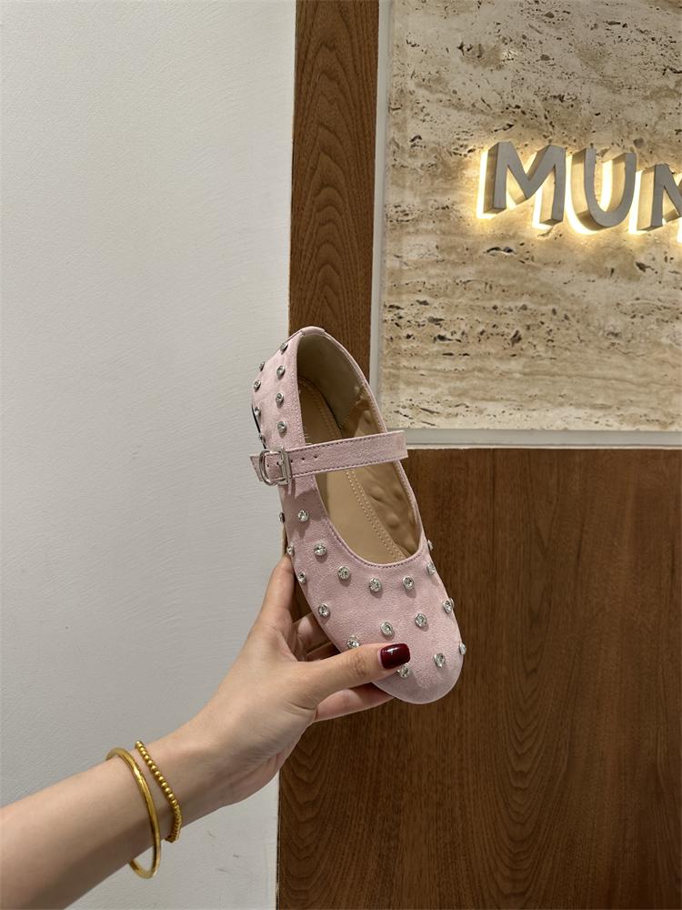 Fashion IPPEUM Ballet Flats For Women Round Toe Buckle 2025 New Fashion Ballerines Femme