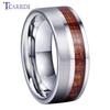 6MM 8MM Black Wedding Band For Men And Women Offset Groove With Real Wood Inlay Trendy Gift Jewelry Comfort Fit