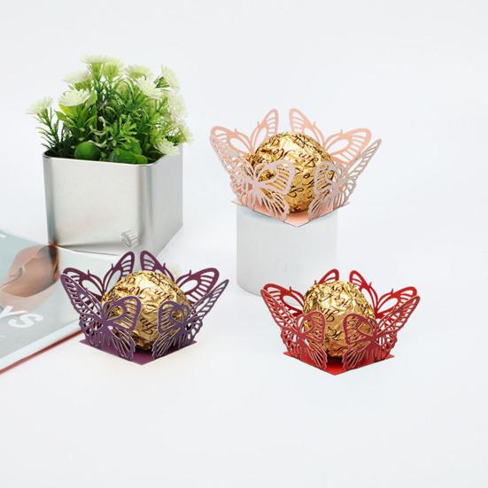 50Pcs Candy Box Hollow Design Decorative Paper Butterfly Shape Wedding Chocolate Wrapping Box Home Supply