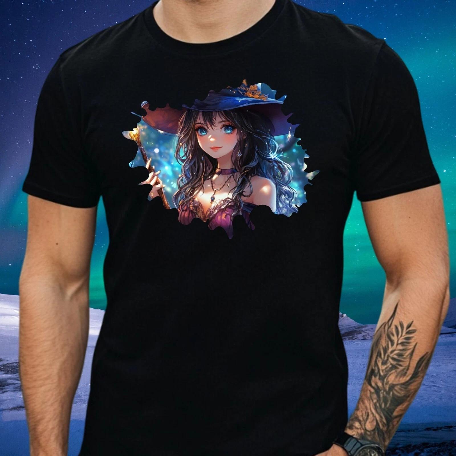 T-Shirt Herren Zauberer Anime Mädchen Motiv Baumwolle Größe S bis 5XL L