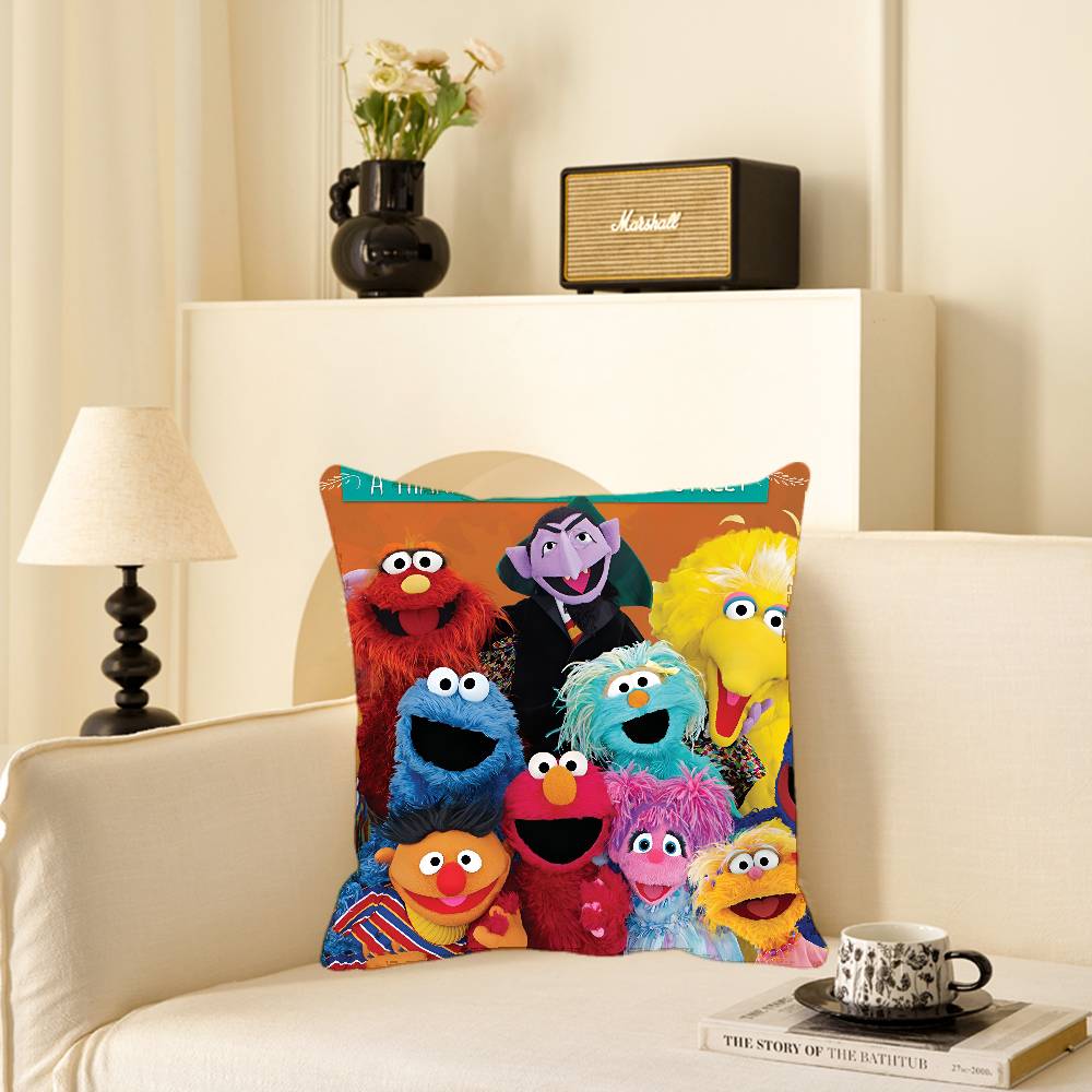 S-Sesame S-Street Movie Pillow Case Square Pillow Bedroom Sofa Leisure Comfort Cushion Car Home Decoration
