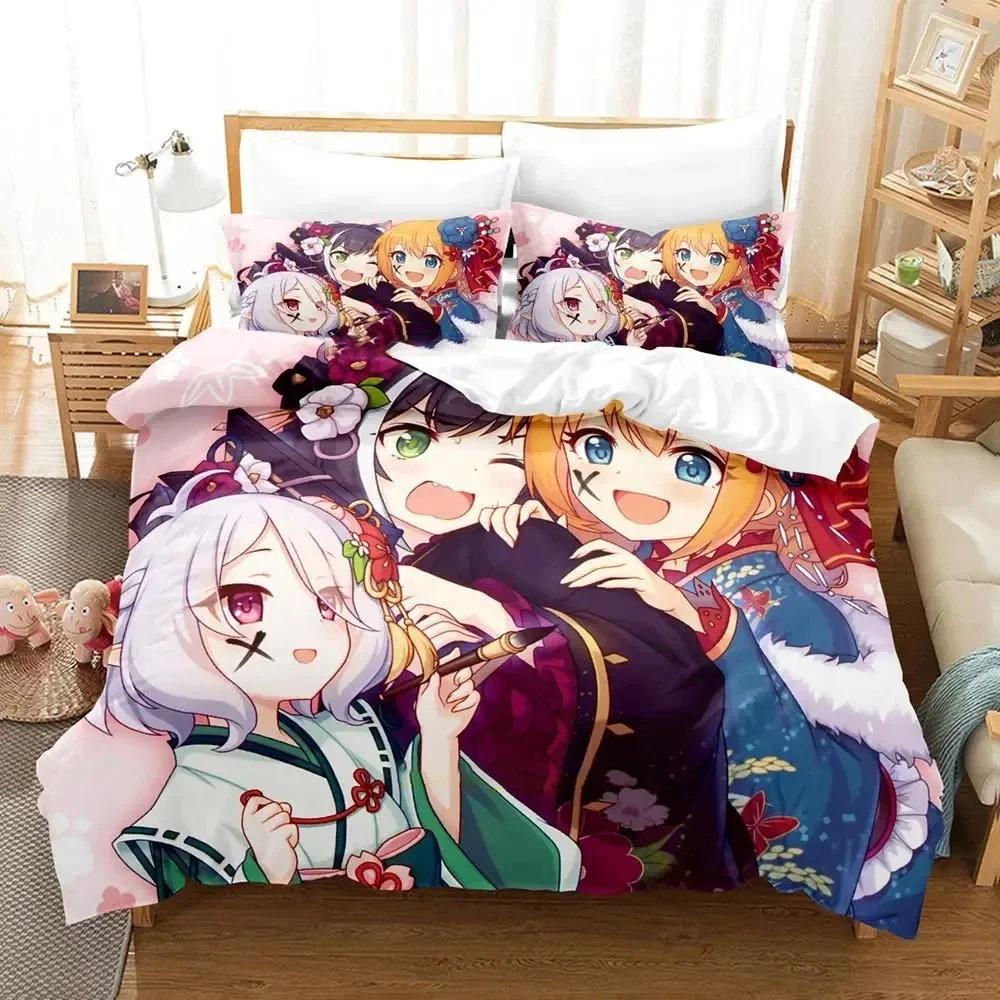 Anime Game Princess Connect! ReDive Bedding Set Duvet Cover Bed Set Quilt Cover Pillowcase Comforter King Queen Size Boys Adult