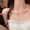 2pcs Set Cute Crystal Butterfly Bowknot Pendant Necklace for Women Girl Charm Aesthetic Neck Y2K Sweet Jewelry Accessories Gifts