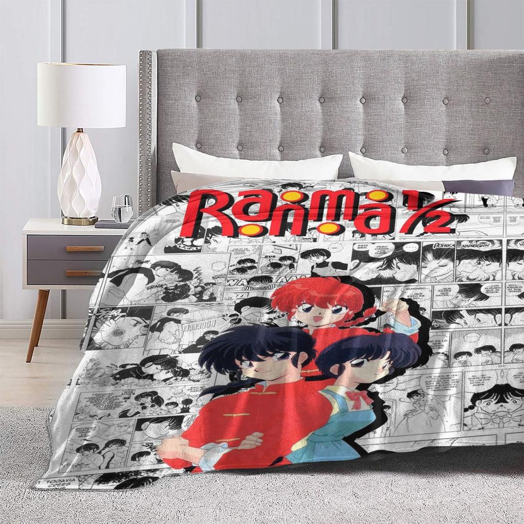 Ranma 12 Saotome Pig Girls Blankets Soft Warm Flannel Throw Blanket Plush for Bed Living Room Picnic Travel Home Couch