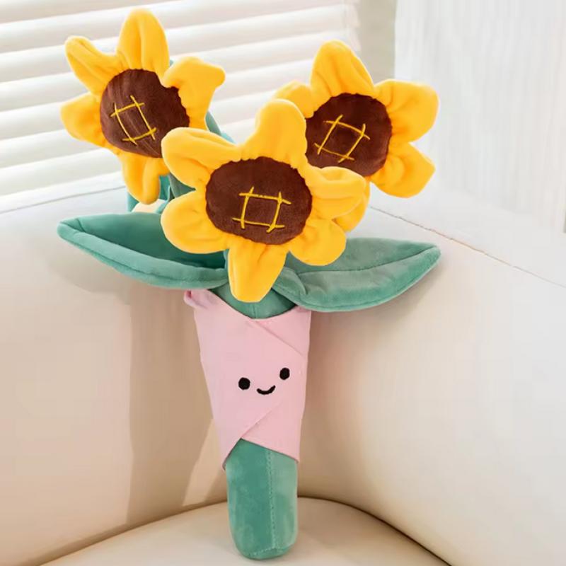 

Cute Flower Bouquet Doll Smiling Flower Plush Cartoon Stuffed Toy Exquisite Artificial Bouquet For Thanksgiving Mother S Day as the picture