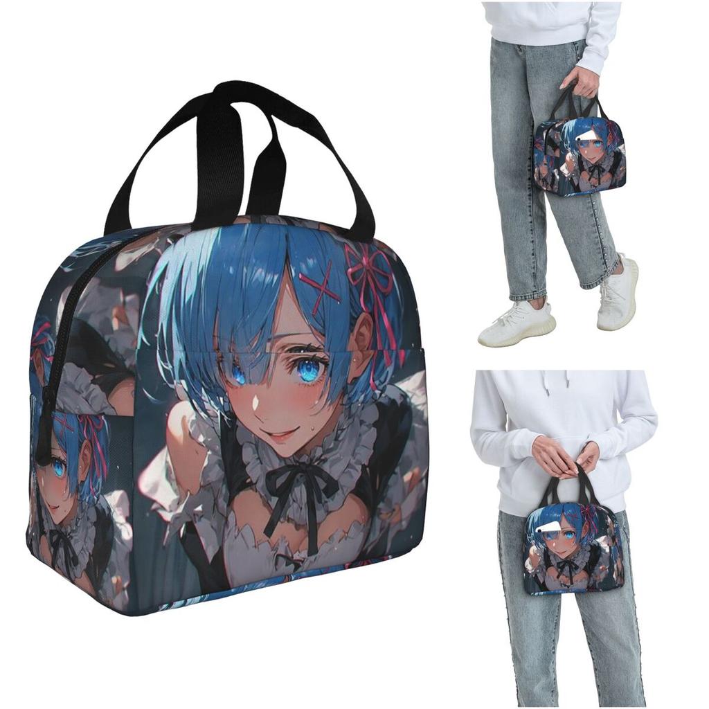 Sexy Cute Rem Anime Insulated Lunch Bag for Women Kids Portable Food Boxes Thermal Lunch Box Tote