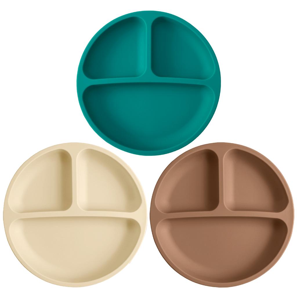 Color Kids 3PCS Silicone Baby Feeding Set With Suction Plate BPA Free Eco Friendly Training Tableware Toddler Weaning Utensils