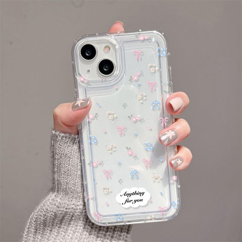 Spring Versatile Floral Applicable iPhone17ProMax Airbag Mobile Phone Case 16Pro Apple 12 Large Hole 15/14