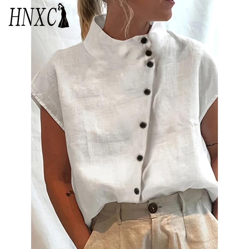 

HNXC Женская Мода Повседневные Однотонные Блузки и Рубашки с Коротким Рукавом с Принтом M белый