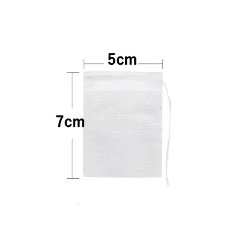 100PCS Non-woven Fabric Tea Bag Disposable Tea Filter Bags  with Drawstring Kitchen Tea Filter Paper for Coffee Herb Loose Tea