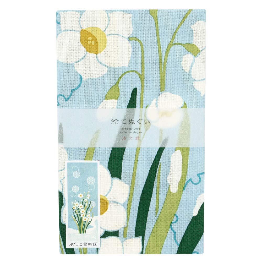 Hamamonyo Illustrated Hand Towel Daffodils and Snowflakes