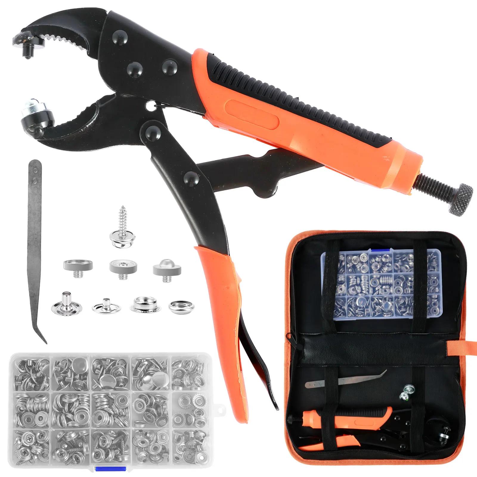 60Sets Snap Fastener Tool Kit Heavy Duty Snap Button Tool Kit with Adjustable Snap Pliers Metal Snap Buttons Marine Snap Kit