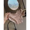 Slip da Donna Estivi in Raso Ricamato con Lettere Monocolore in Cotone Seta Ghiacciata a Vita Bassa
