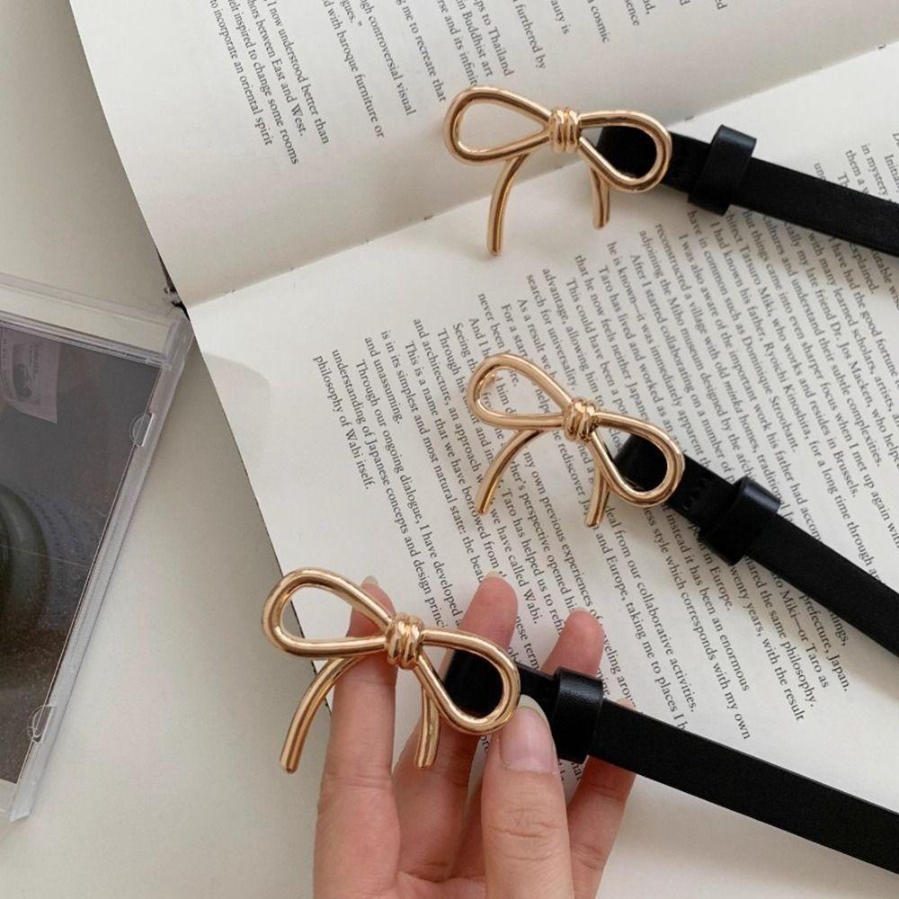 

Серебряный тонкий ремень с бантом и пряжкой, модный ремень для женщин/девочек