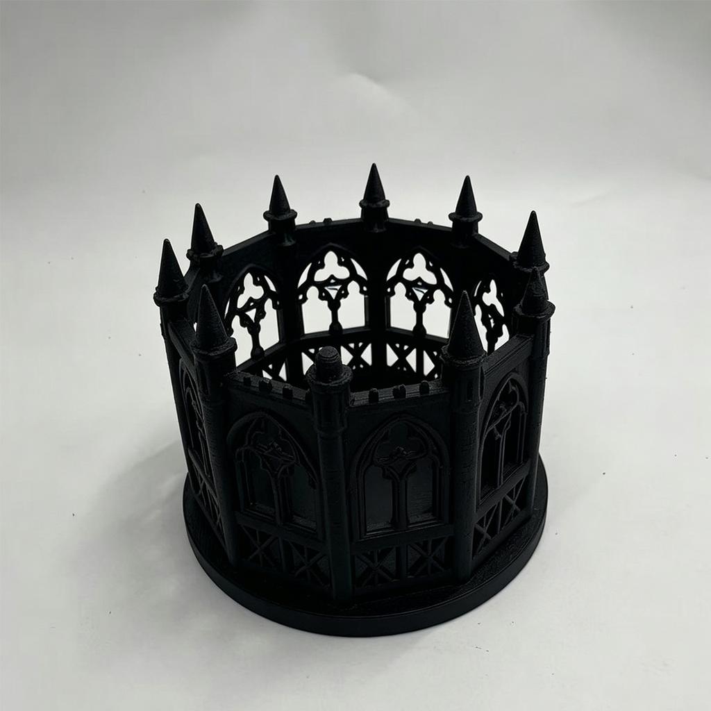 3D printing simple European retro iron style castle candle stand Gothic tea cup candle holder open terrace