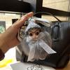 Cute Big Eyed Doll Pompom Keychain Real Fox Fur Bag Charm for Women Bag Key Ring Fine Jewelry Accessories Kids Girl Gift
