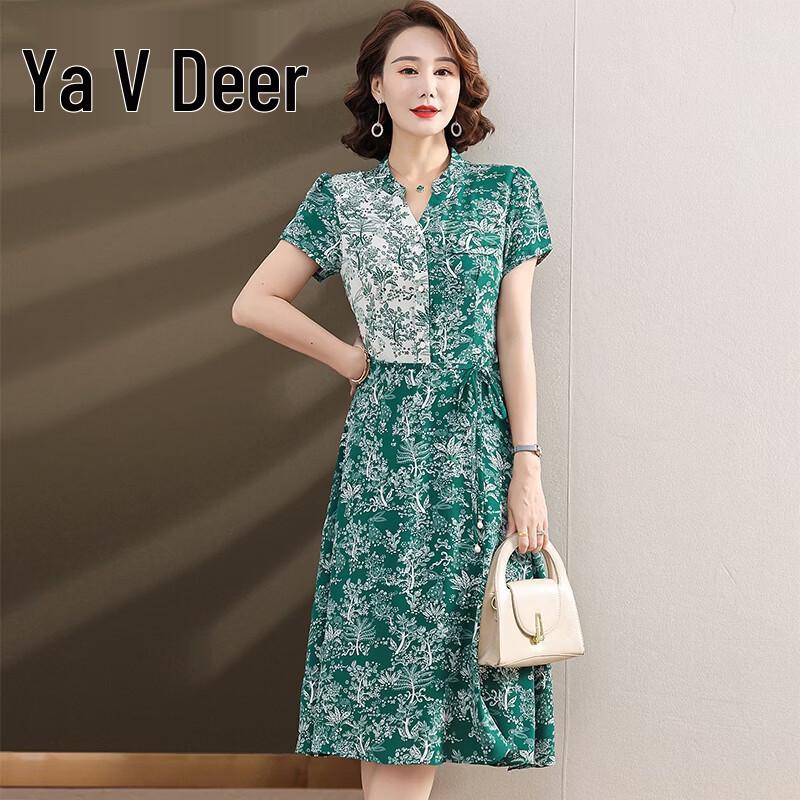 Yalu Women s Retro Floral V-Neck Maxi Dress XL