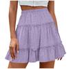 Women’s High Waist Tiered Mini Skirt with Elastic Waistband and Eyelet Embroidery Flared A-Line Design for Casual Wear