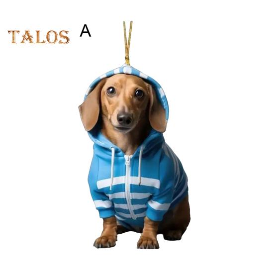 Ornament acrilic cu pandantiv pentru mașină pentru câine, farmec drăguț pentru mașină de Crăciun, ornament festiv pentru agățat pentru copaci, ferestre, uși