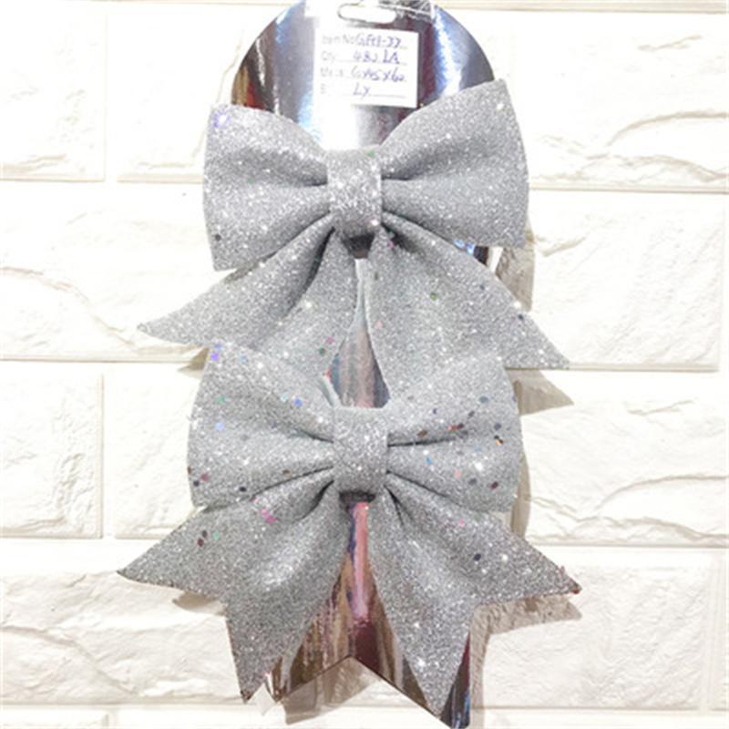 

2шт красивый бант Рождественская елка Украшение для вечеринки Праздничное украшение серебряный