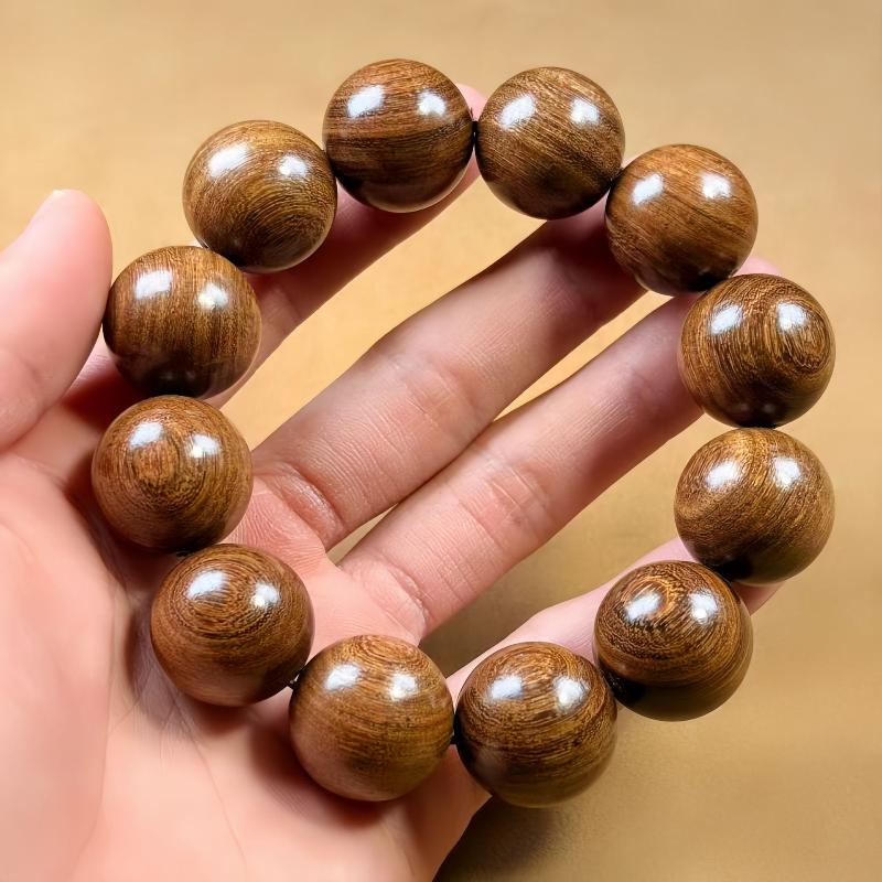 Natural Huanghuali Wood Beaded Bracelet 1Pcs Black Smooth Polished Handcrafted for Daily Wear Birthday Gift for Friends Family