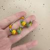 ceramic c-shaped beaded earrings (flawed item, please consider carefully before purchasing)