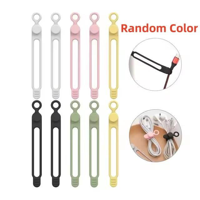 Cable Organiser Reusable Silicone Cable Ties Desk Winder Wire Management Clips for Earphone USB Cord Mouse Home Office Travel