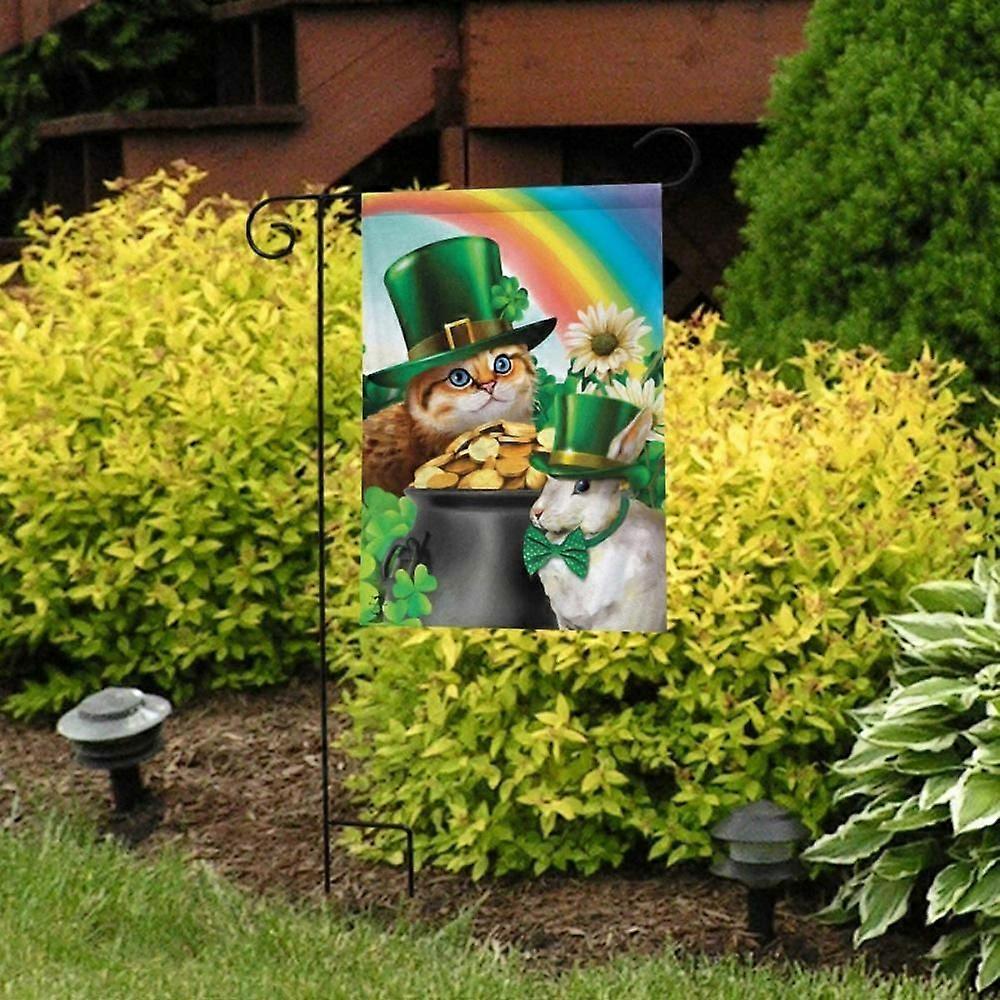 SAYTAY St. Pat's Cats St. Patrick's Day Garden Flag Pot of Gold Bunny 12.5" x 18"