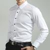 Elastic Non Ironing Men's Long Sleeve Shirt Solid Mercerized Vertical Oversize Men Shirts White Black Blue Top