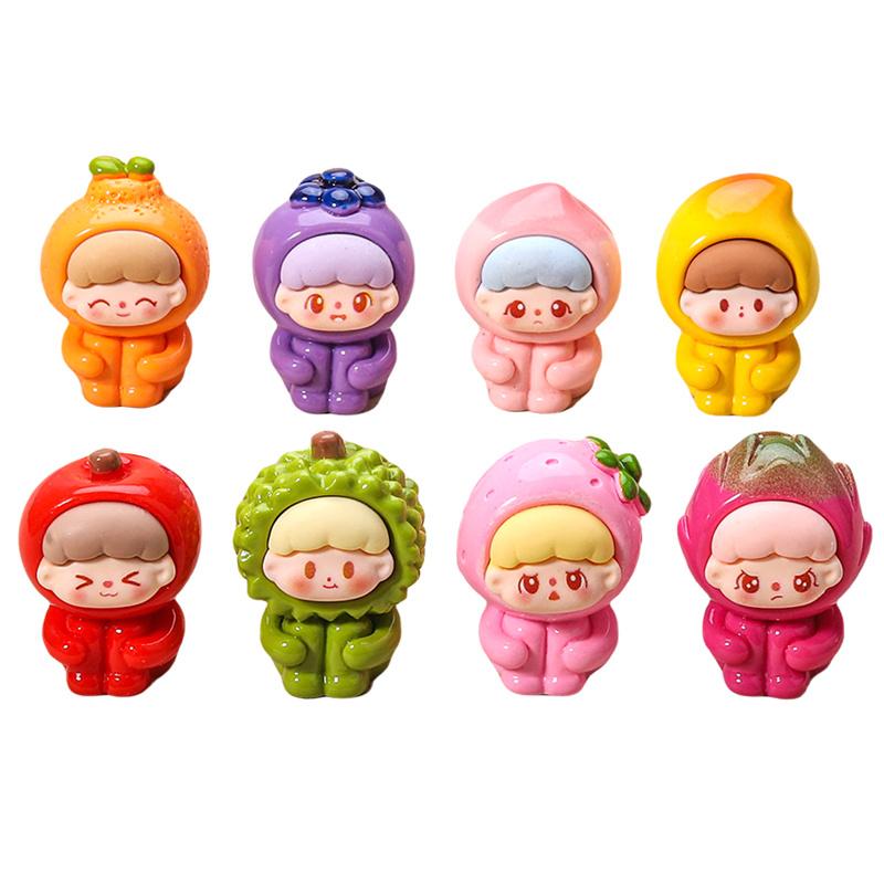 Creative Kawaii Fruit Dolls Decorations Cartoon Cute Resin Small Ornaments Diy Jewelry Accessories Kids Birthday Gift Collection
