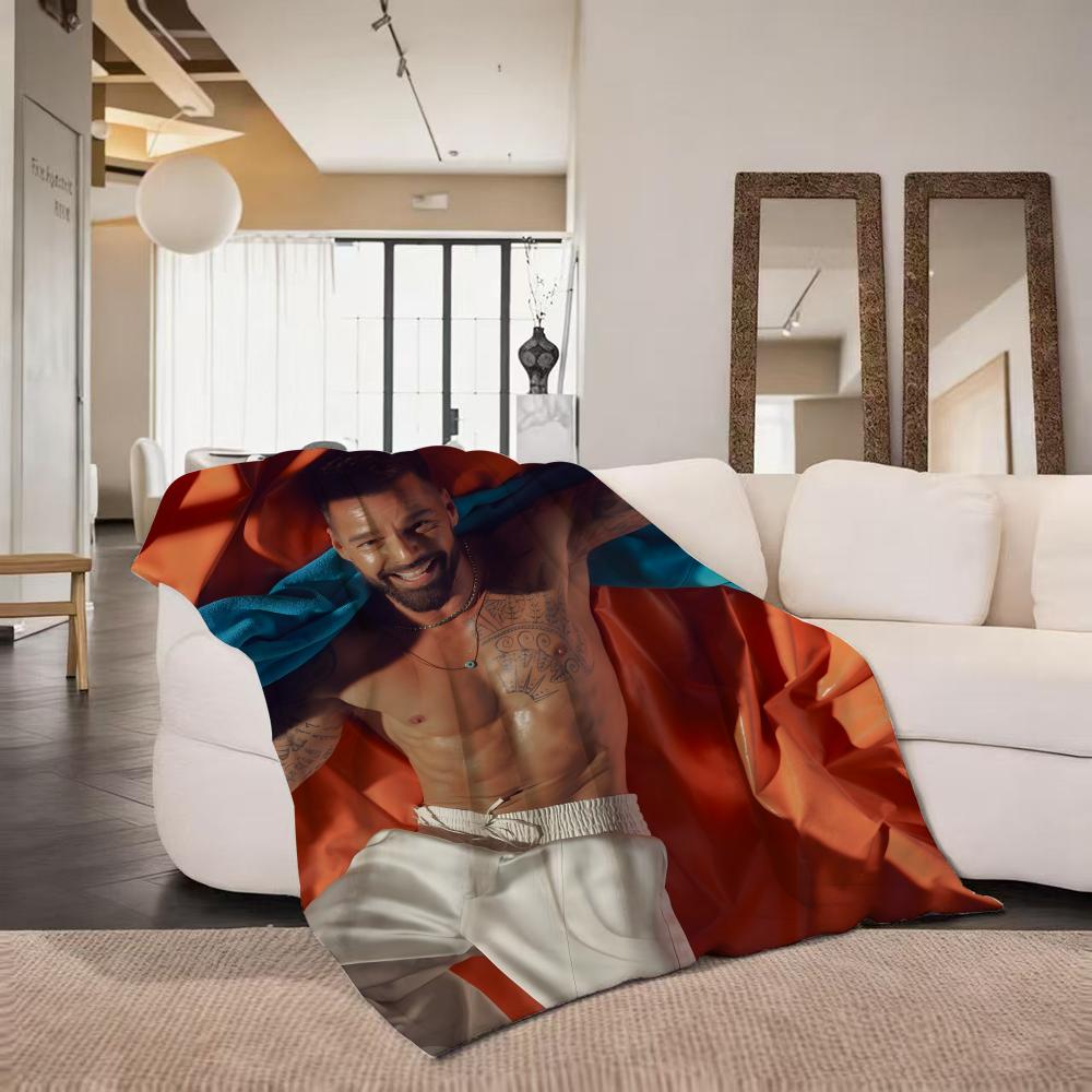 Music RRicky MMartin Throw Flannel Throw Blanket Suitable for Sofa Living Room Bedroom