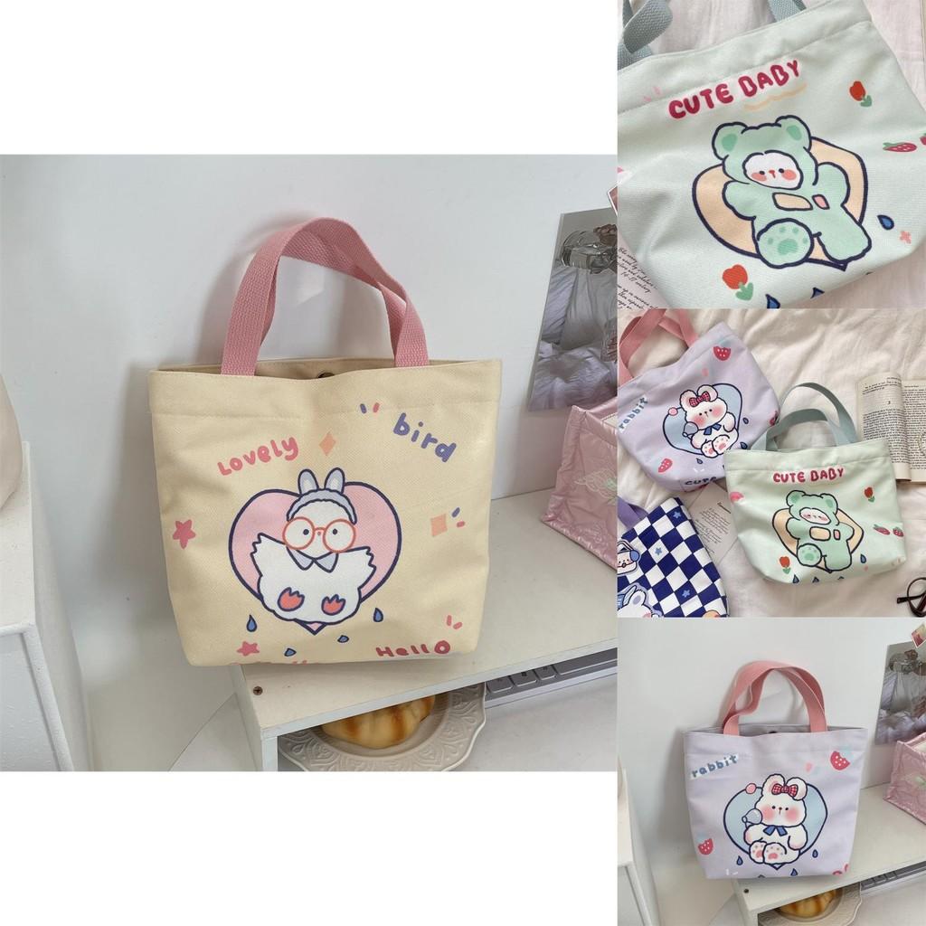 Versatile And Trendy Canvas Tote Handbag With Fun Cartoon Characters For Everyday Style