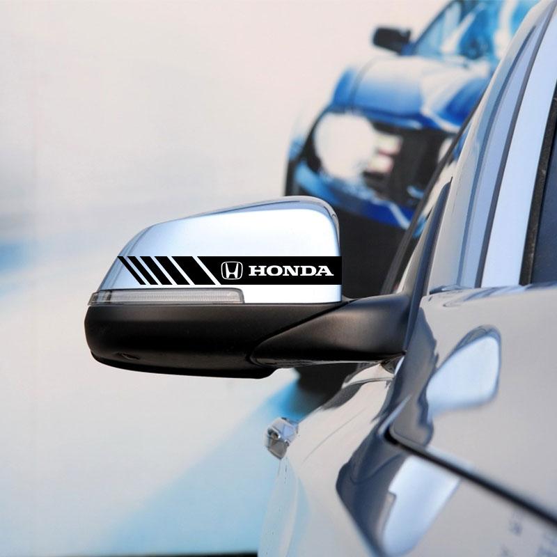2Pcs Car Stripe Stickers Rearview Mirror Reflective Vinyl Decals Decoration For Honda Fit Mugen Insight Type S R VTEC DOHC Modulo Vezel Legend RR Si