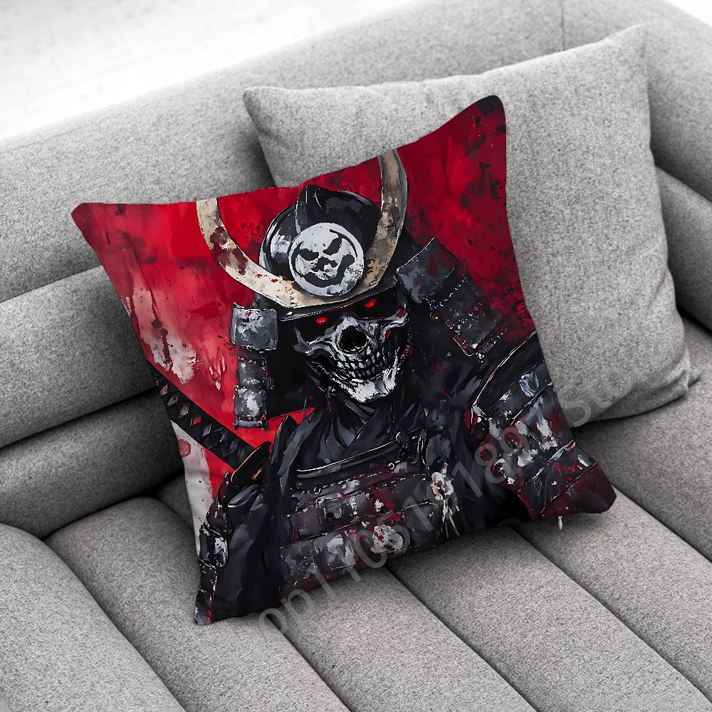 Japanese Bushido Samurai Throw Pillow Case For 55cm 40cm 45*45cm 50cm 30cm Square Office Cushion Cover