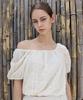 DAMAGE MNEMONIC Lace Crop Ivory Off-Shoulder